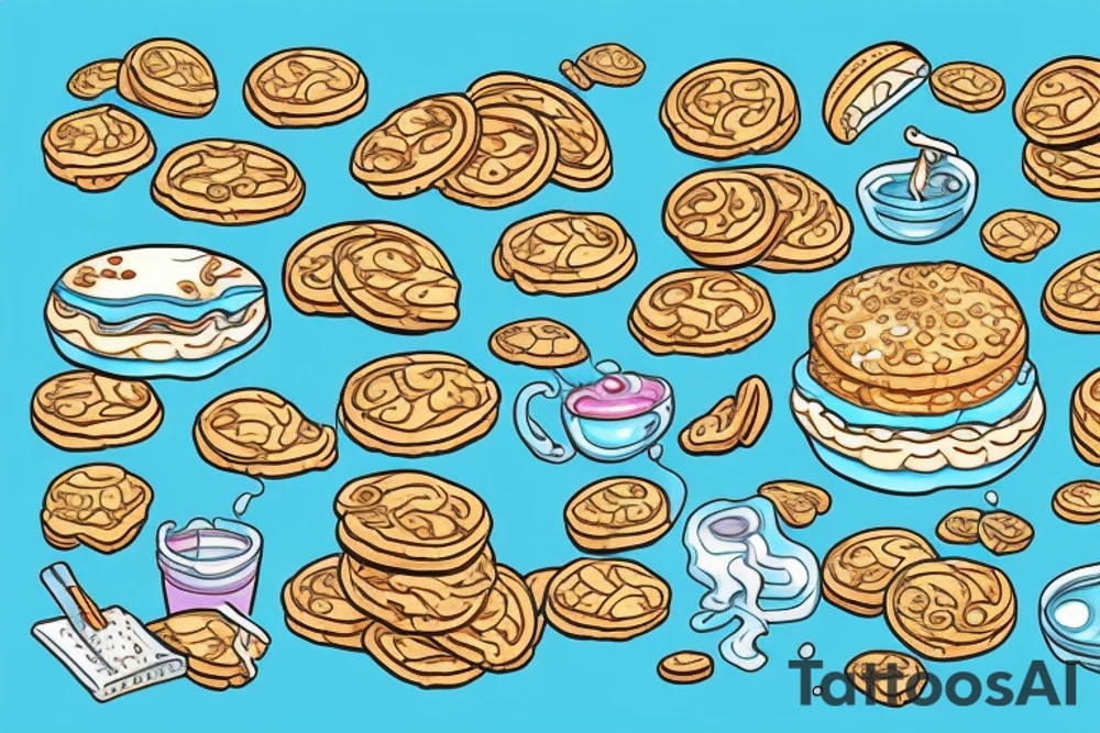 Water tiger eating cookie tattoo idea
