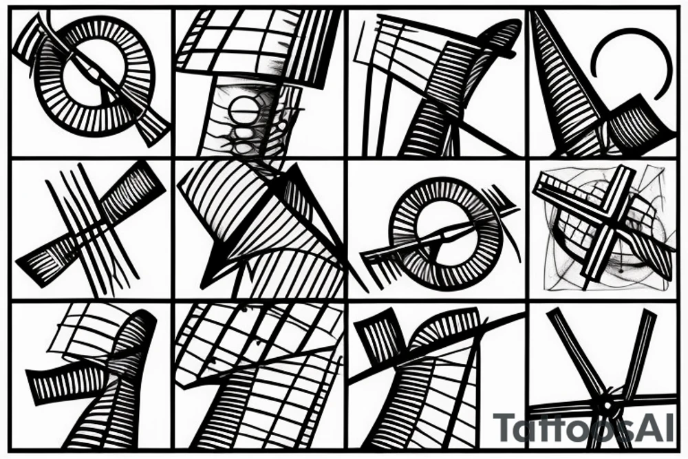 Brutalist windmill tattoo idea
