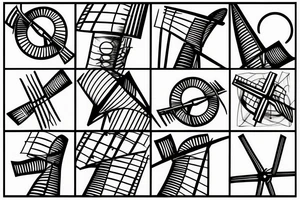 Brutalist windmill tattoo idea
