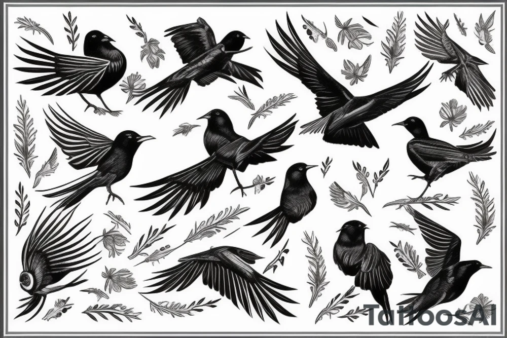 Red-winged black bird tattoo idea