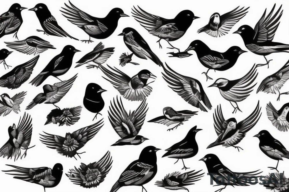 Red-winged black bird tattoo idea