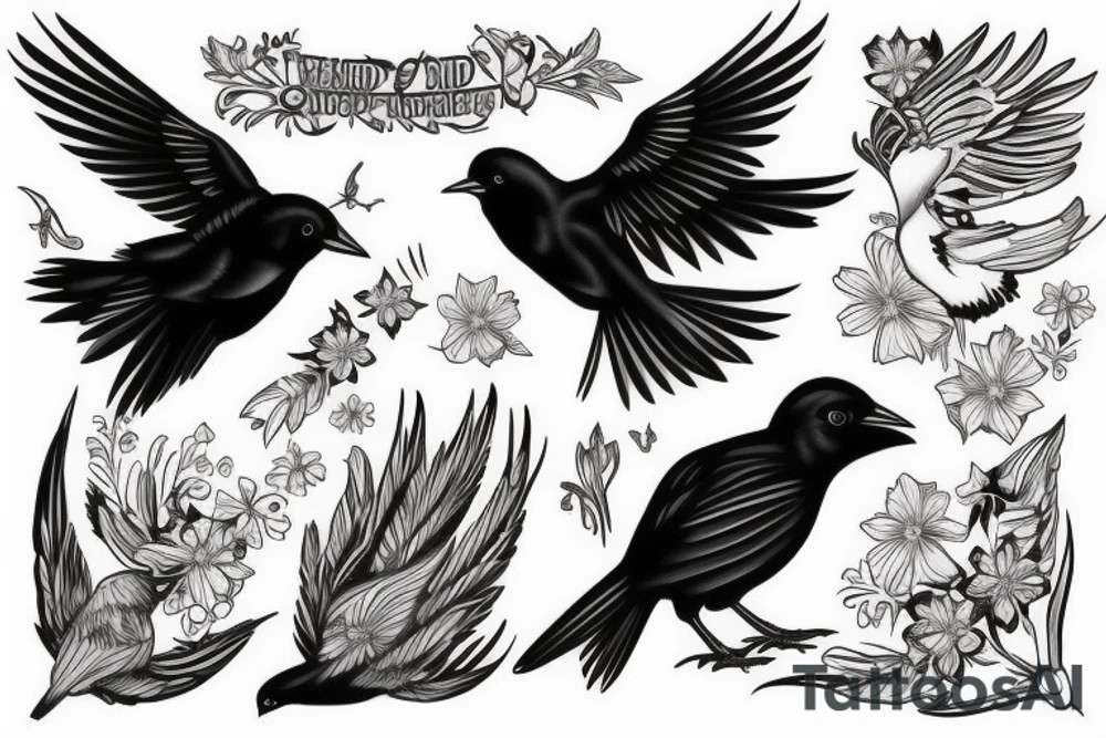 Red-winged black bird tattoo idea