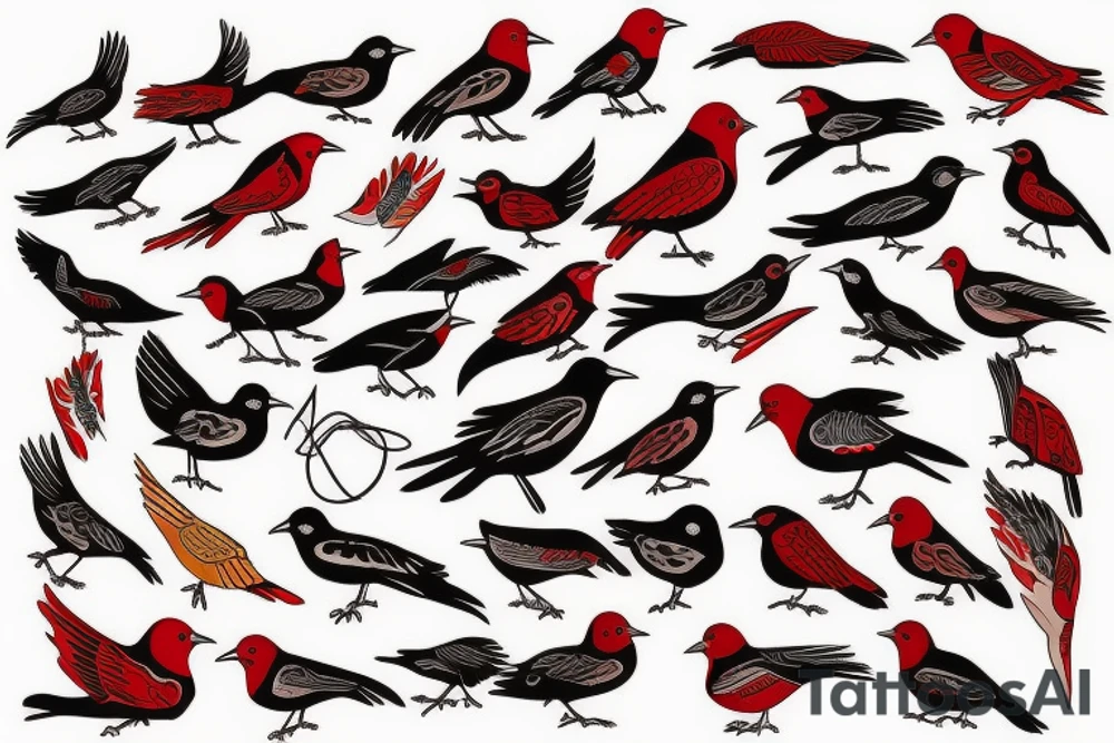 Red-winged black bird tattoo idea