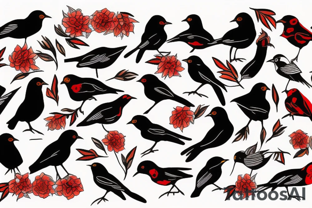 Red-winged black bird tattoo idea