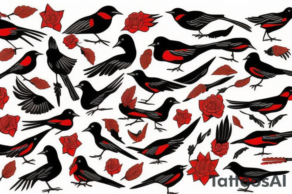 Red-winged black bird tattoo idea