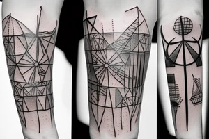 Brutalist four-pronged windmill tattoo idea