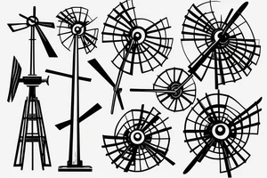 Brutalist four-pronged windmill tattoo idea