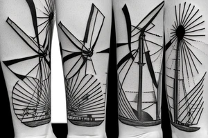 Windmill with four stationary sails tattoo idea