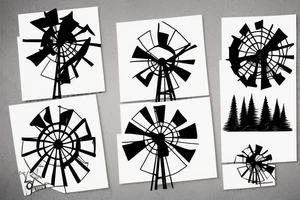 Windmill with four stationary sails tattoo idea