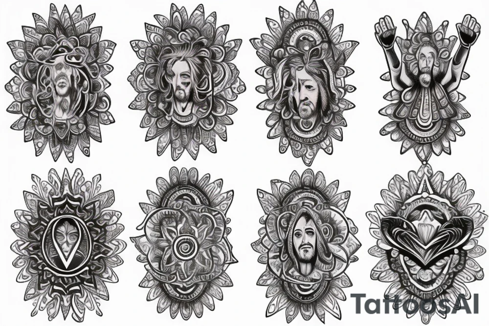 Nice mandala with Jesus hands around it tattoo idea
