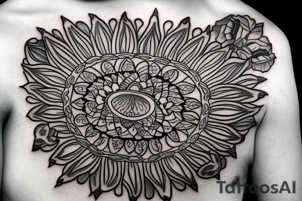 Nice mandala with Jesus hands around it tattoo idea