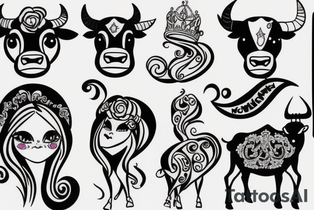 Bull in a princess dress tattoo idea