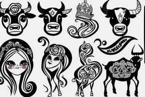 Bull in a princess dress tattoo idea
