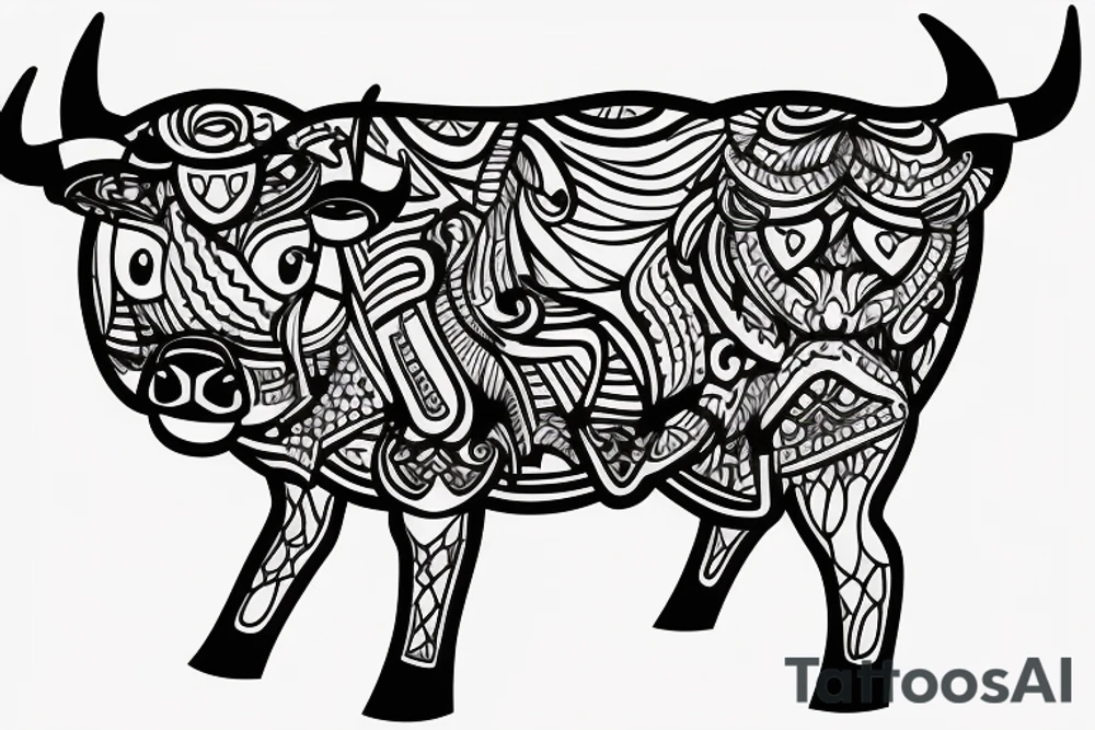 Bull in a princess dress tattoo idea