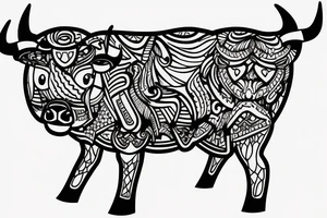 Bull in a princess dress tattoo idea