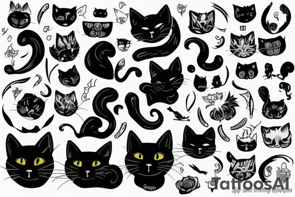 Black cat tattoo idea