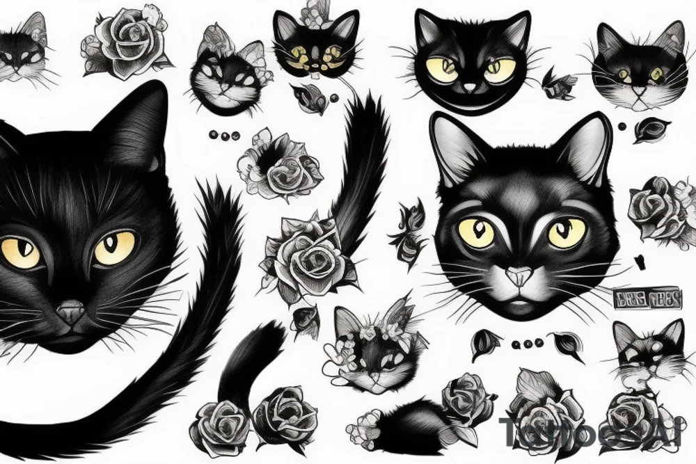 Black cat tattoo idea