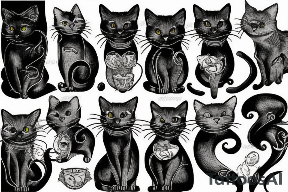 Black cat tattoo idea