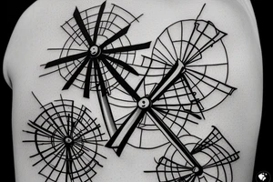 Brutalist windmill with four still blades based on the Red Windmill in Port Elizabeth tattoo idea