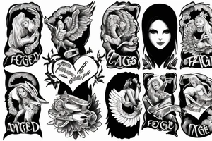 family watching over clouds with angels tattoo idea
