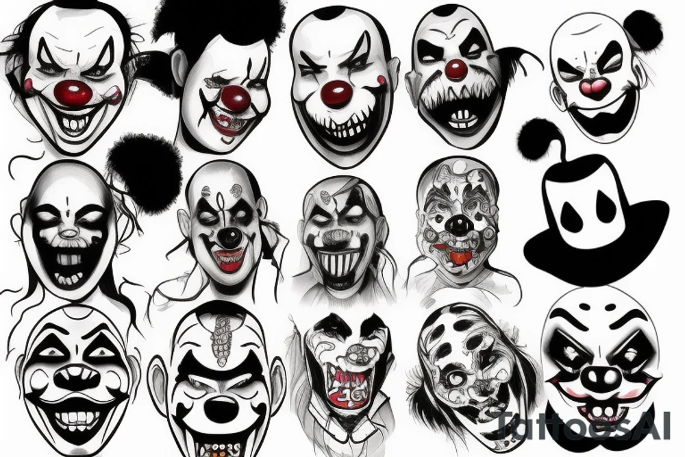scary clown tattoo idea