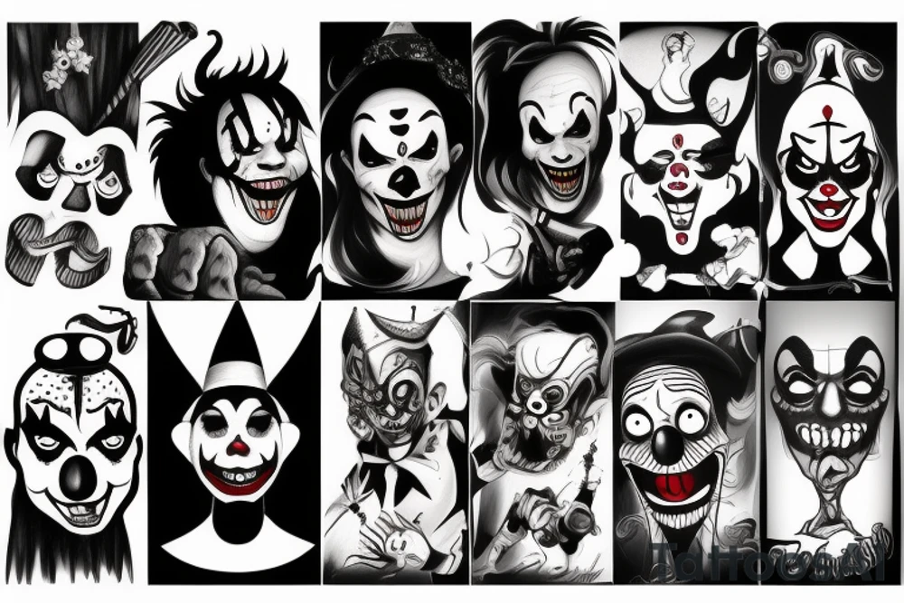 scary clown tattoo idea