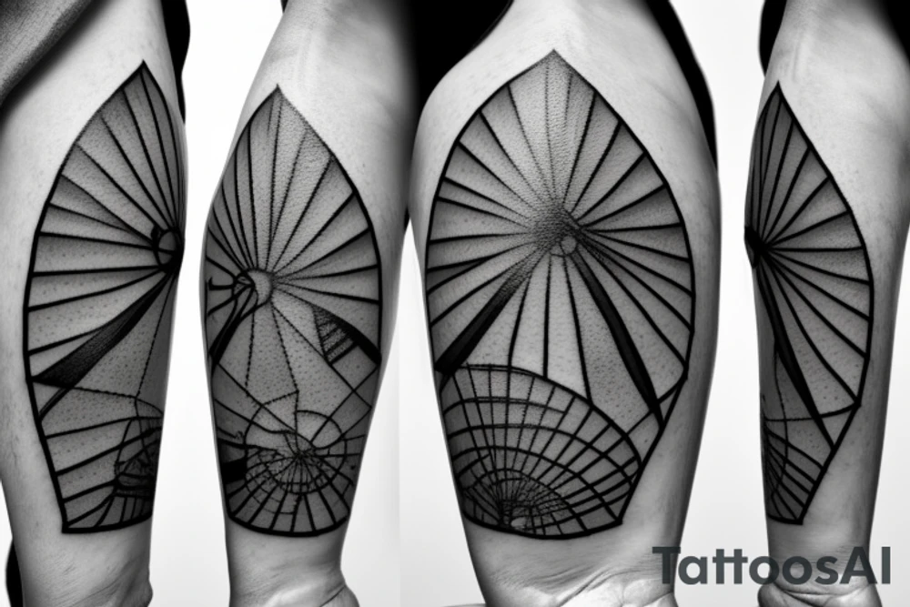 Simplistic refined brutalist modernist windmill with clean straight lines tattoo idea