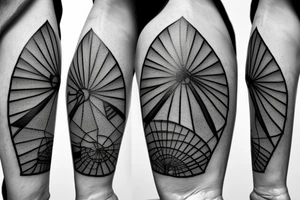 Simplistic refined brutalist modernist windmill with clean straight lines tattoo idea