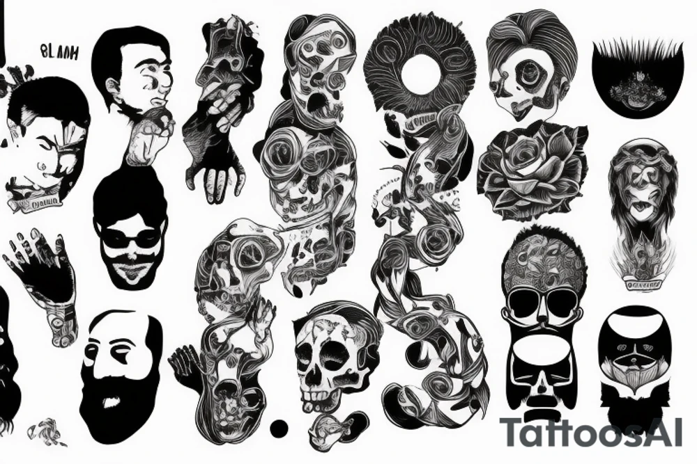 Me, myself and I, absurdism forearm half sleeve tattoo idea