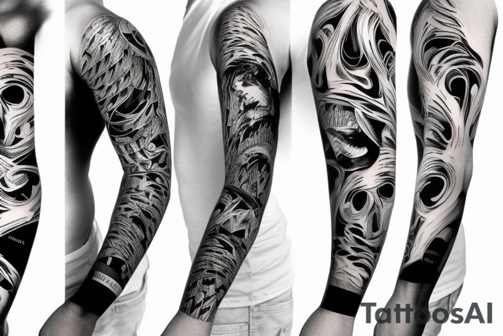 Me, myself and I, absurdism forearm sleeve tattoo idea