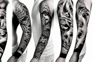 Me, myself and I, absurdism forearm sleeve tattoo idea