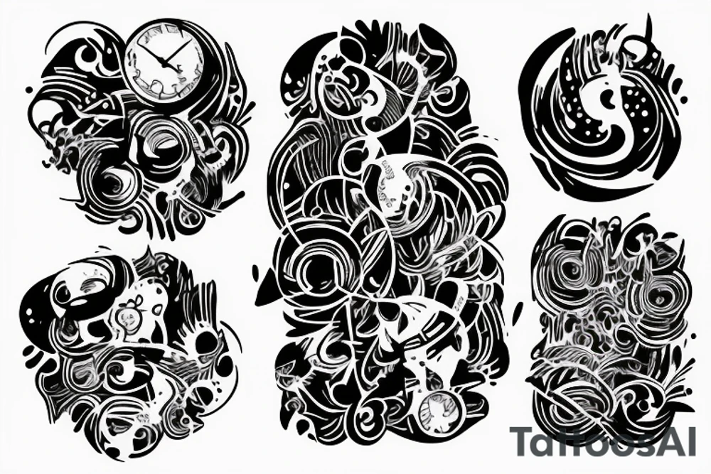 Me, myself and I, absurdism forearm sleeve tattoo idea