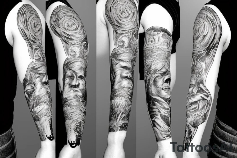 Me, myself and I, absurdism forearm sleeve tattoo idea Me, myself and I, absurdism forearm sleeve tattoo idea