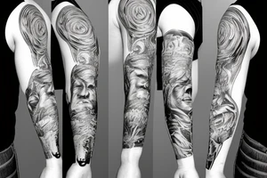 Me, myself and I, absurdism forearm sleeve tattoo idea