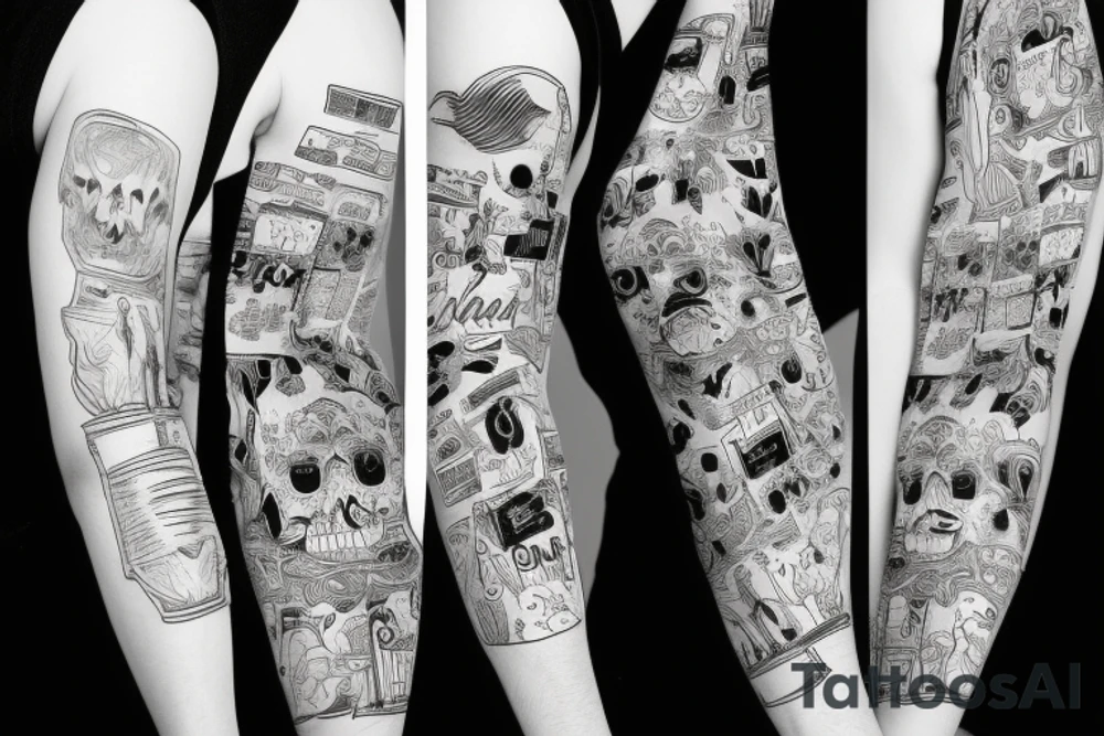 Me, myself and I, absurdism forearm sleeve tattoo idea Me, myself and I, absurdism forearm sleeve tattoo idea