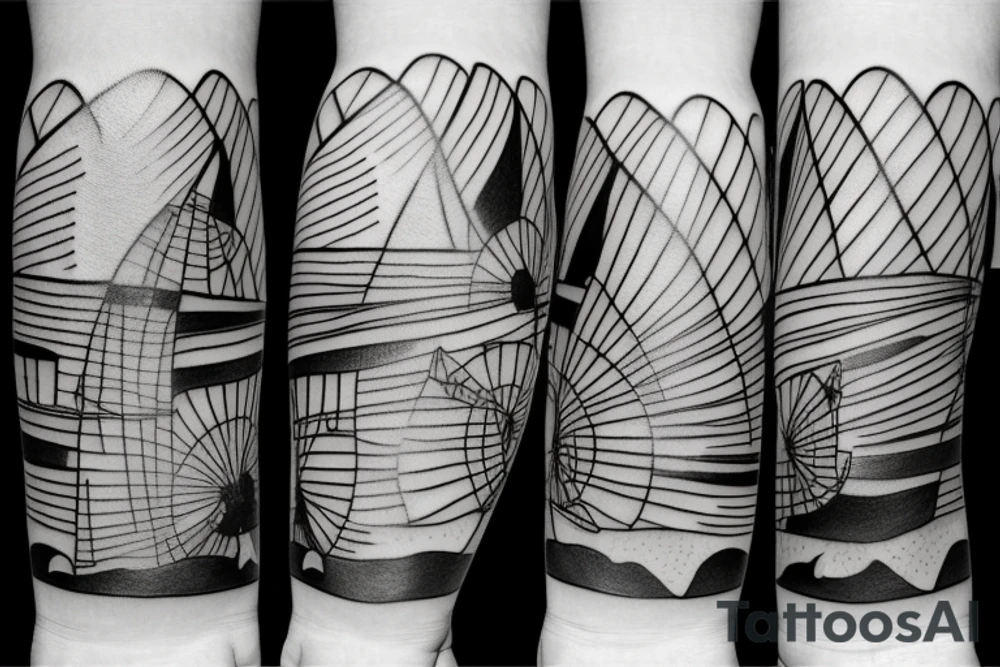 Modernist windmill tattoo idea