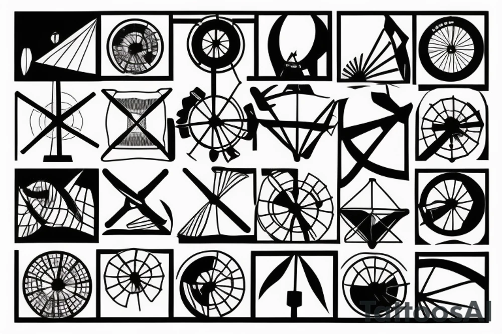 Modernist windmill tattoo idea