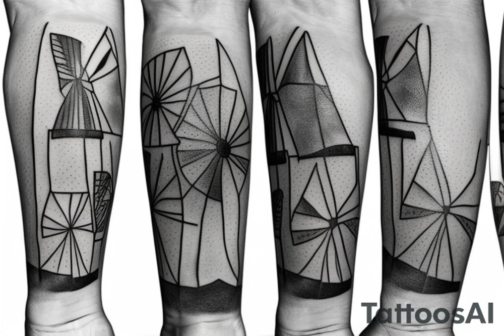 Modernist windmill not moving tattoo idea