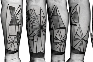 Modernist windmill not moving tattoo idea