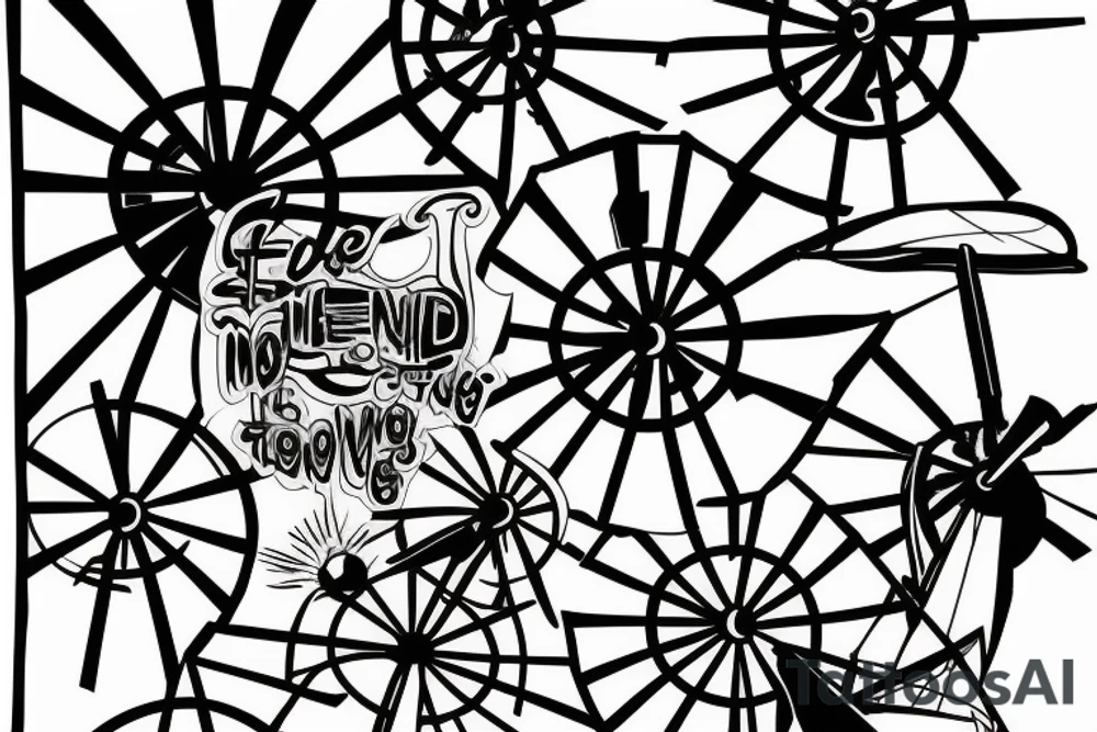 Modernist windmill not moving tattoo idea