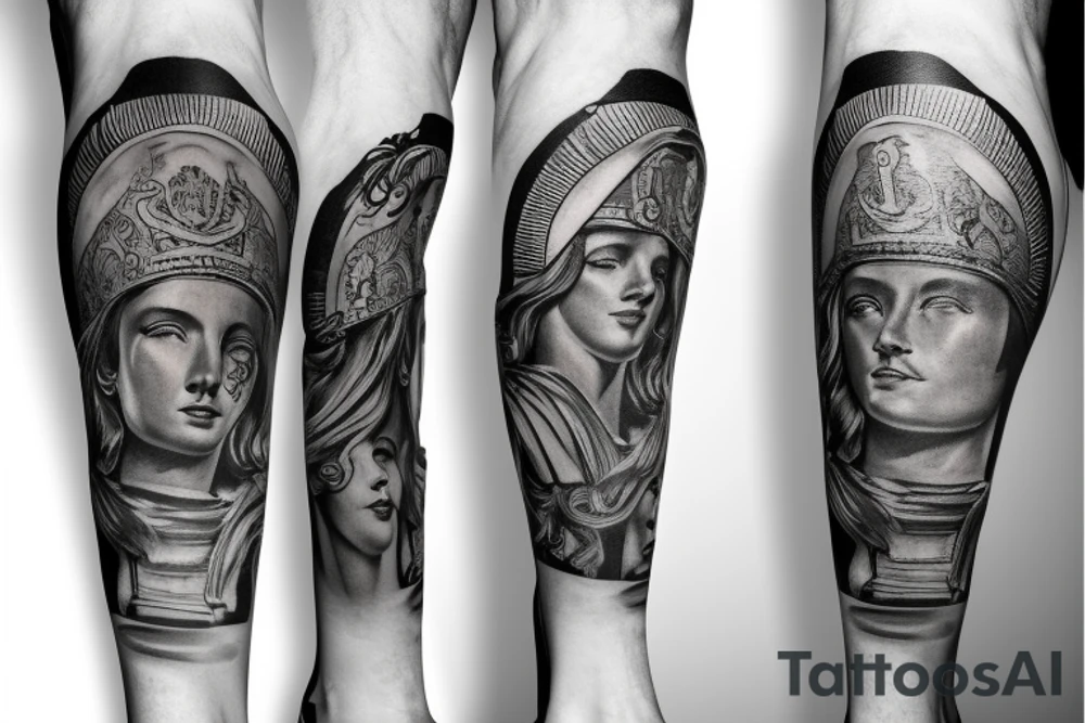 Roman Empire leg sleeve tattoo idea