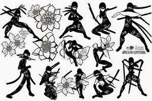 ninja girl holding sakura tattoo idea