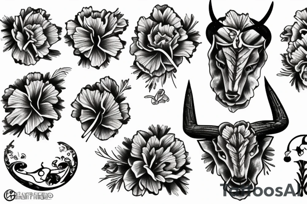 Taurus carnation tattoo idea