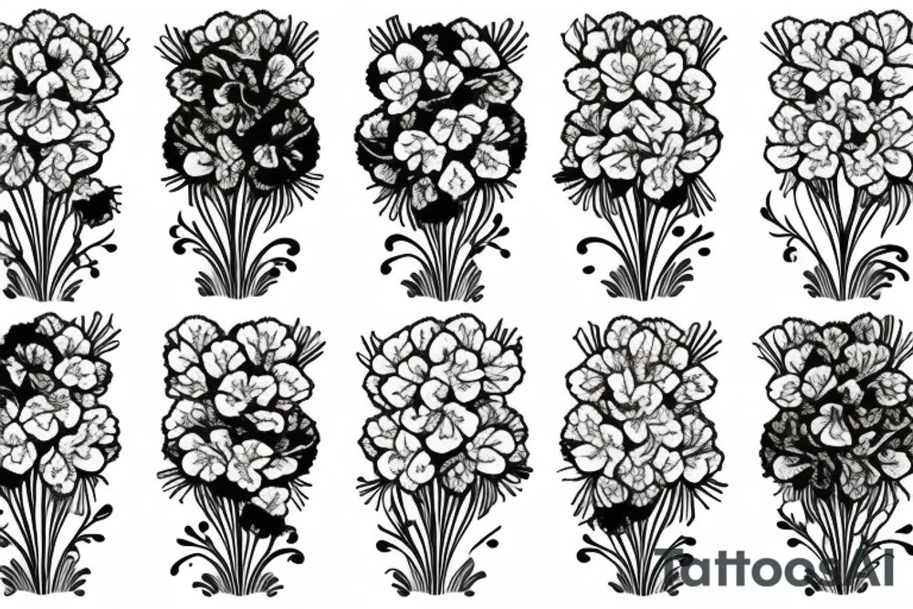 Bunch of carnations and one pansy tattoo idea