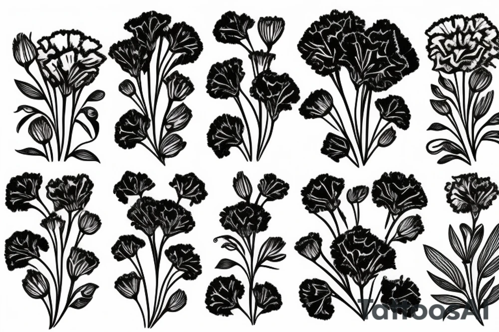 Bunch of carnations tattoo idea