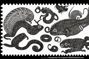 Chameleon in japanese post stamp tattoo idea