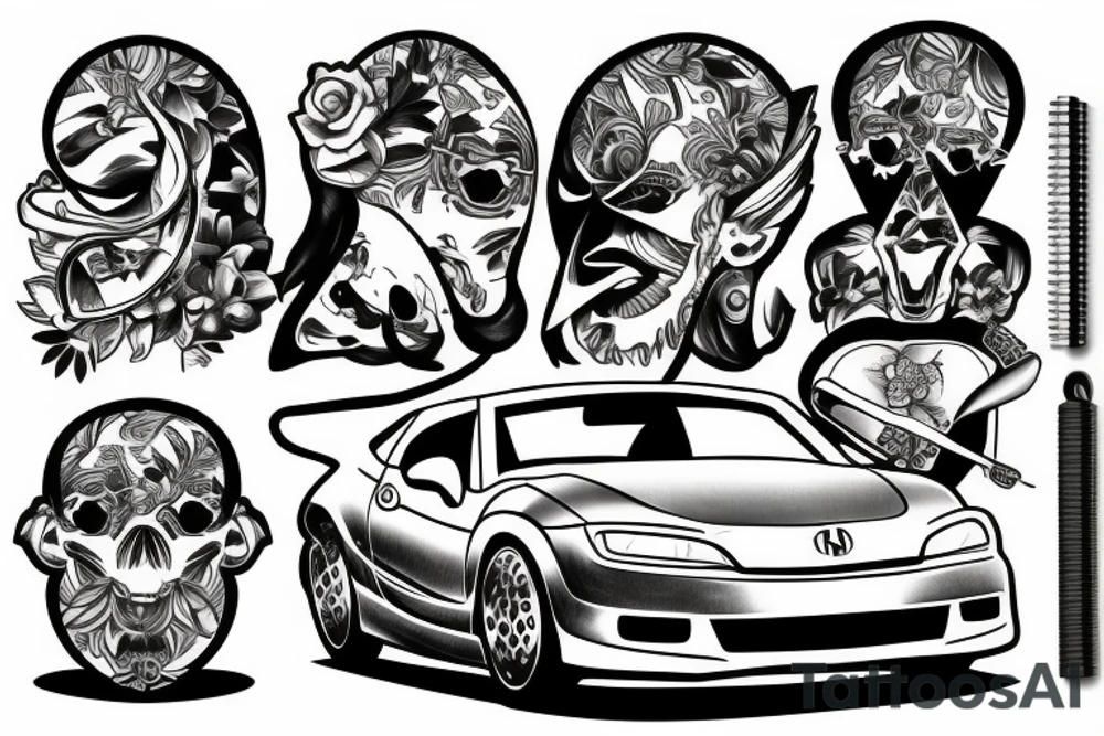 honda civic and miata tattoo idea