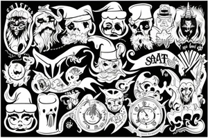 Satan with santa hat tattoo idea