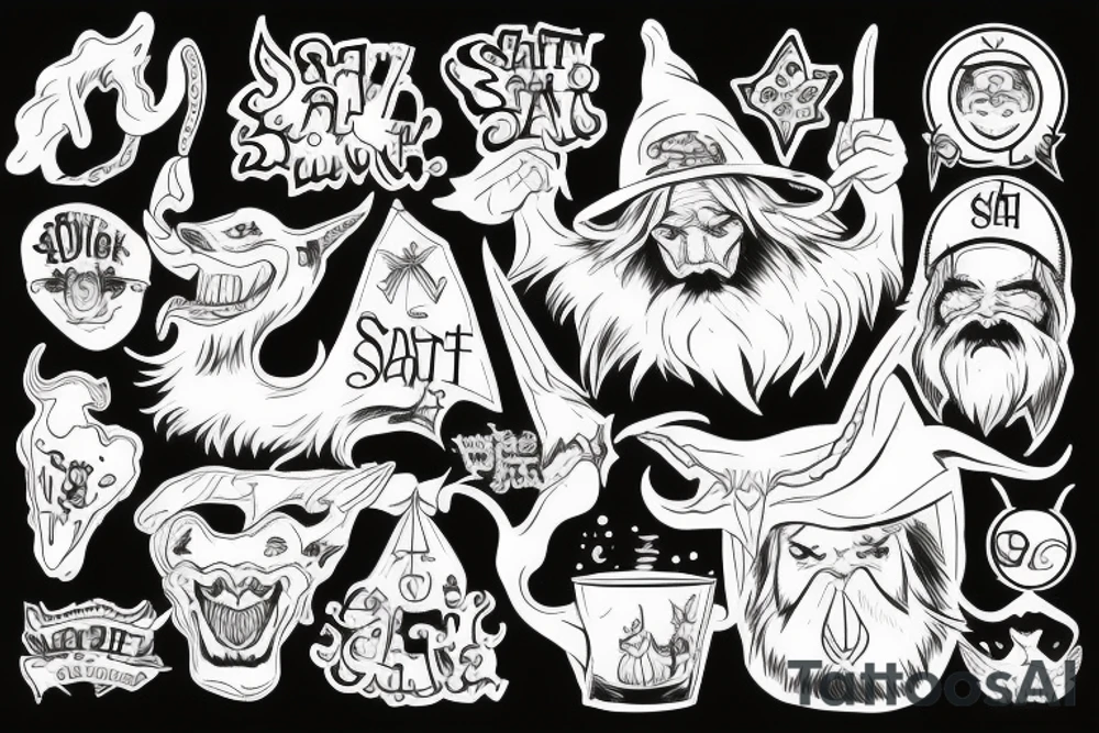 Satan with santa hat tattoo idea