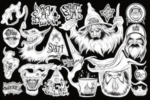 Satan with santa hat tattoo idea